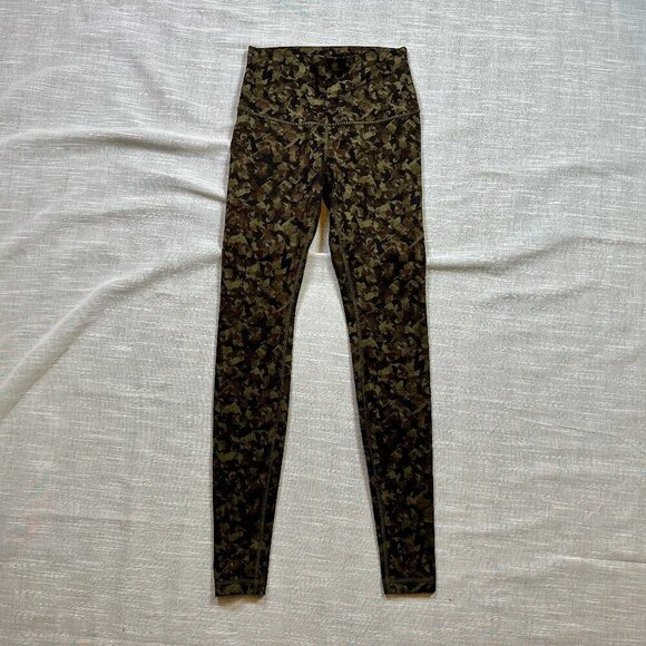 Lululemon Wunder Under Pant Mystic Jungle Fatigue Green Black Full Length Size 6 - Picture 3 of 6